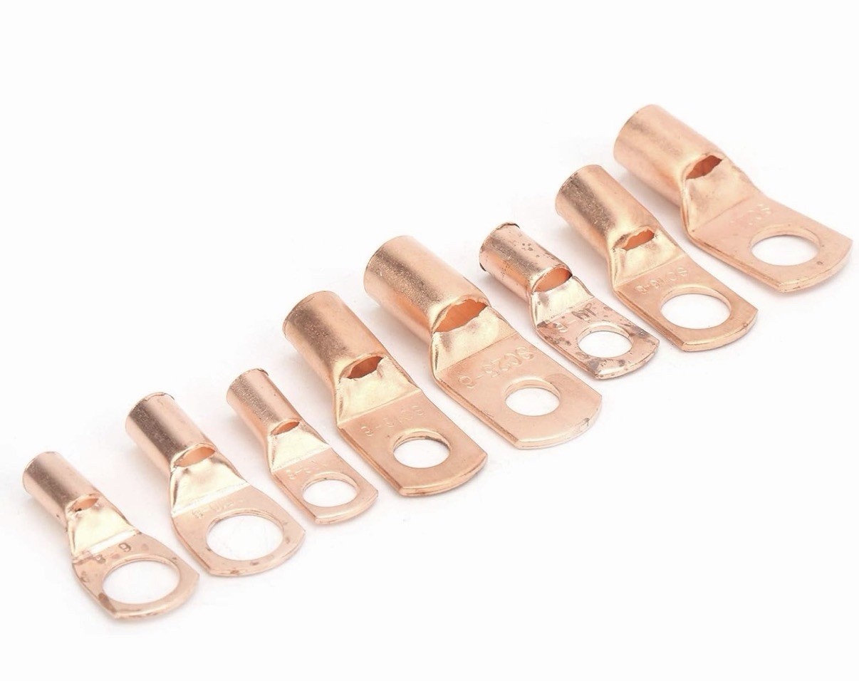 60pcs Copper Wire Lugs Battery Cable Ends Terminal Connectors Assortment Kit