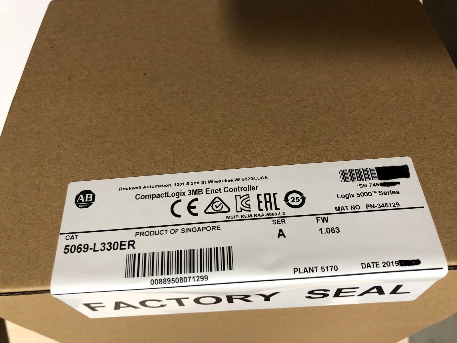 5069-L330ER Series A CompactLogix 3MB Enet PLC Controller New Sealed No Tariffs