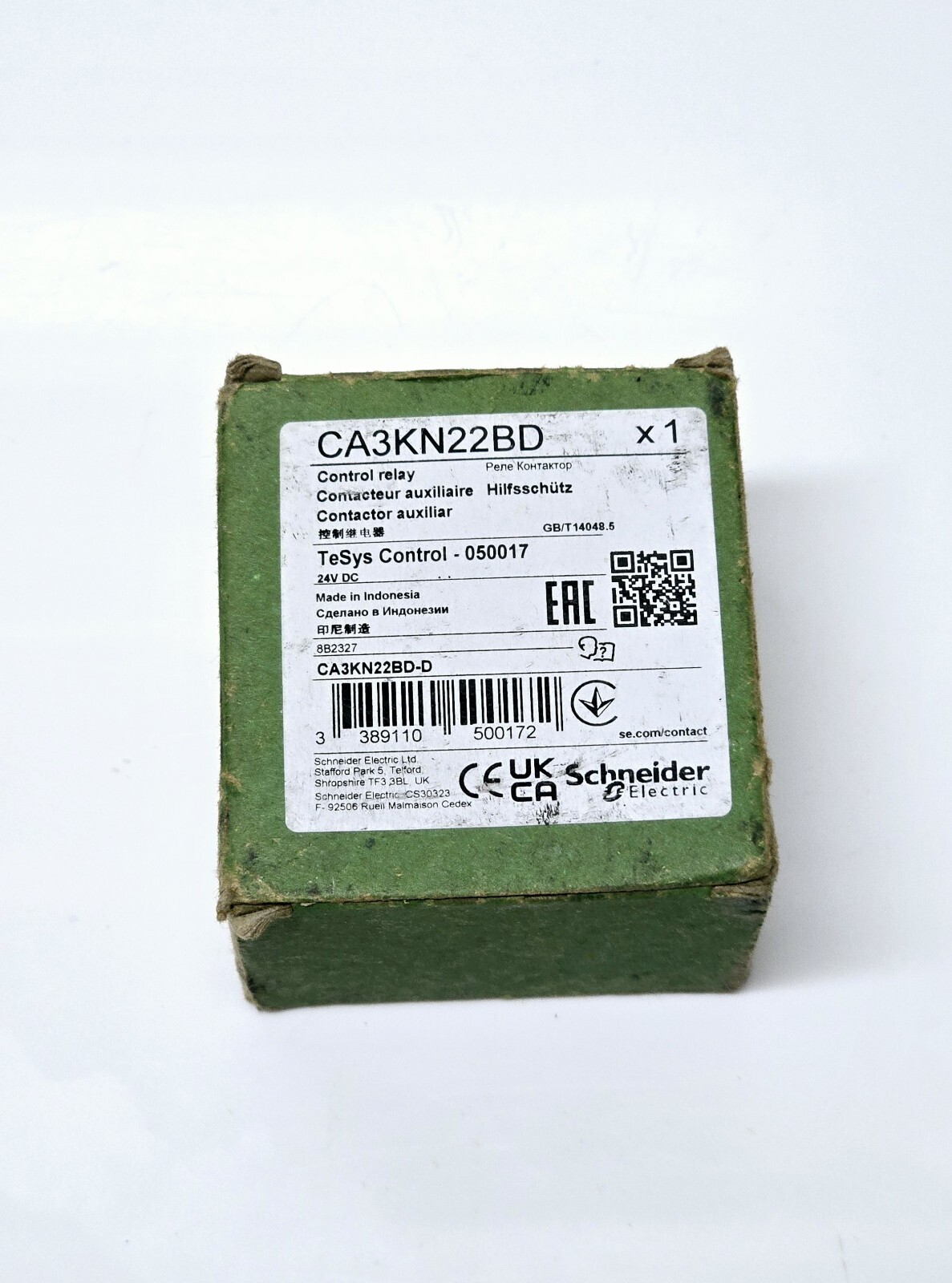 SCHNEIDER Control relay, TeSys K, 2 NO + 2 NC, lt or eq to 690V, 24VDC CA3KN22BD