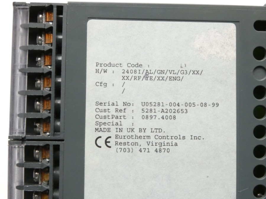 EUROTHERM 2408I/AL/GN/VL/G3/XX/XX/RF/YE/XX/ENG/ 240VAC 2A NSNP