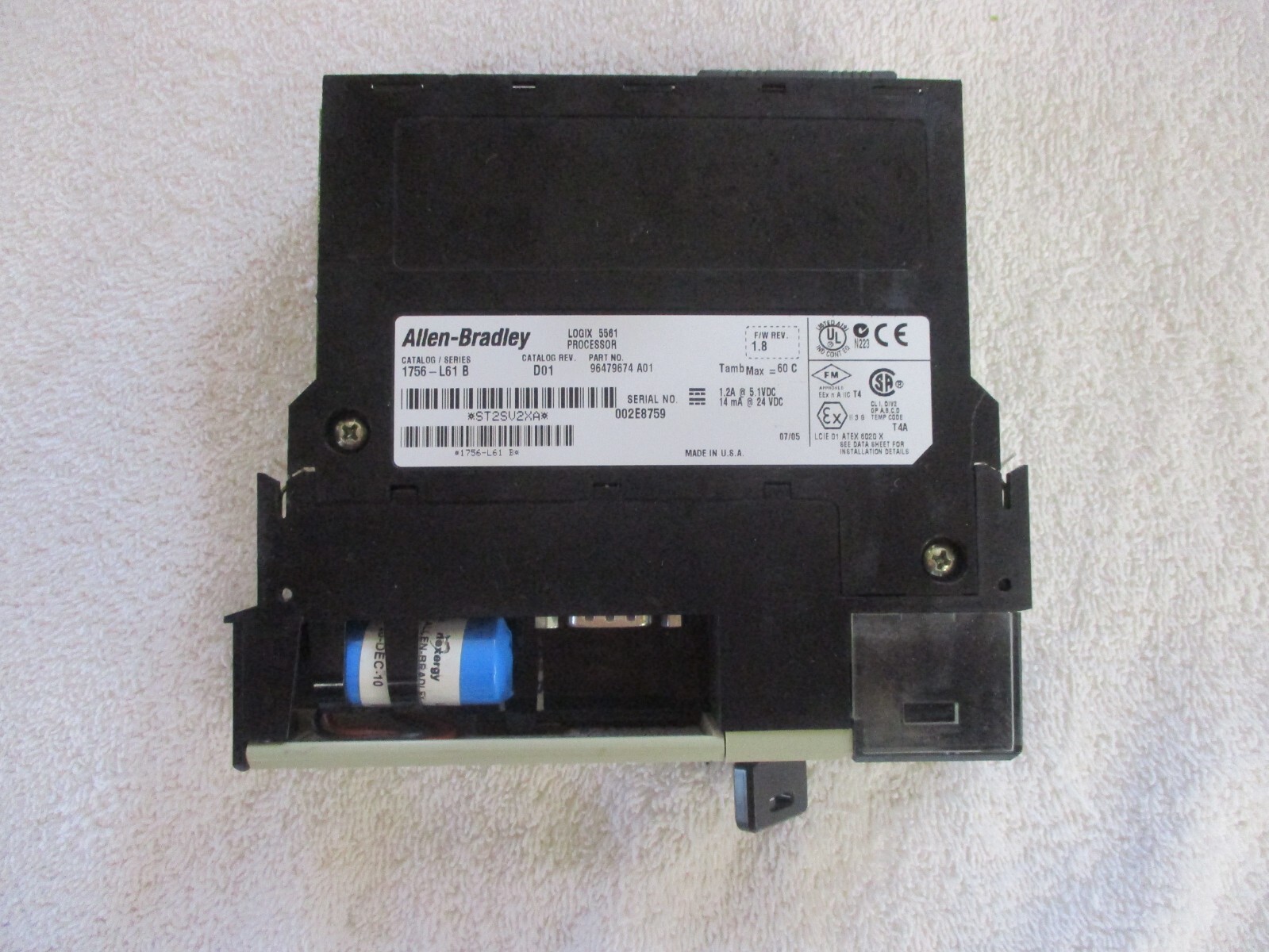 Allen Bradley ControlLogix 5561 Processor Unit 1756-L61B F/W 1.8