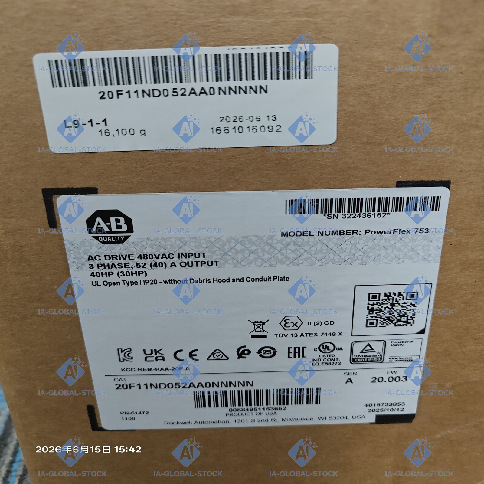 1PC Original and New in sealed Box 20F11ND052AA0NNNNN With 1 Year warranty