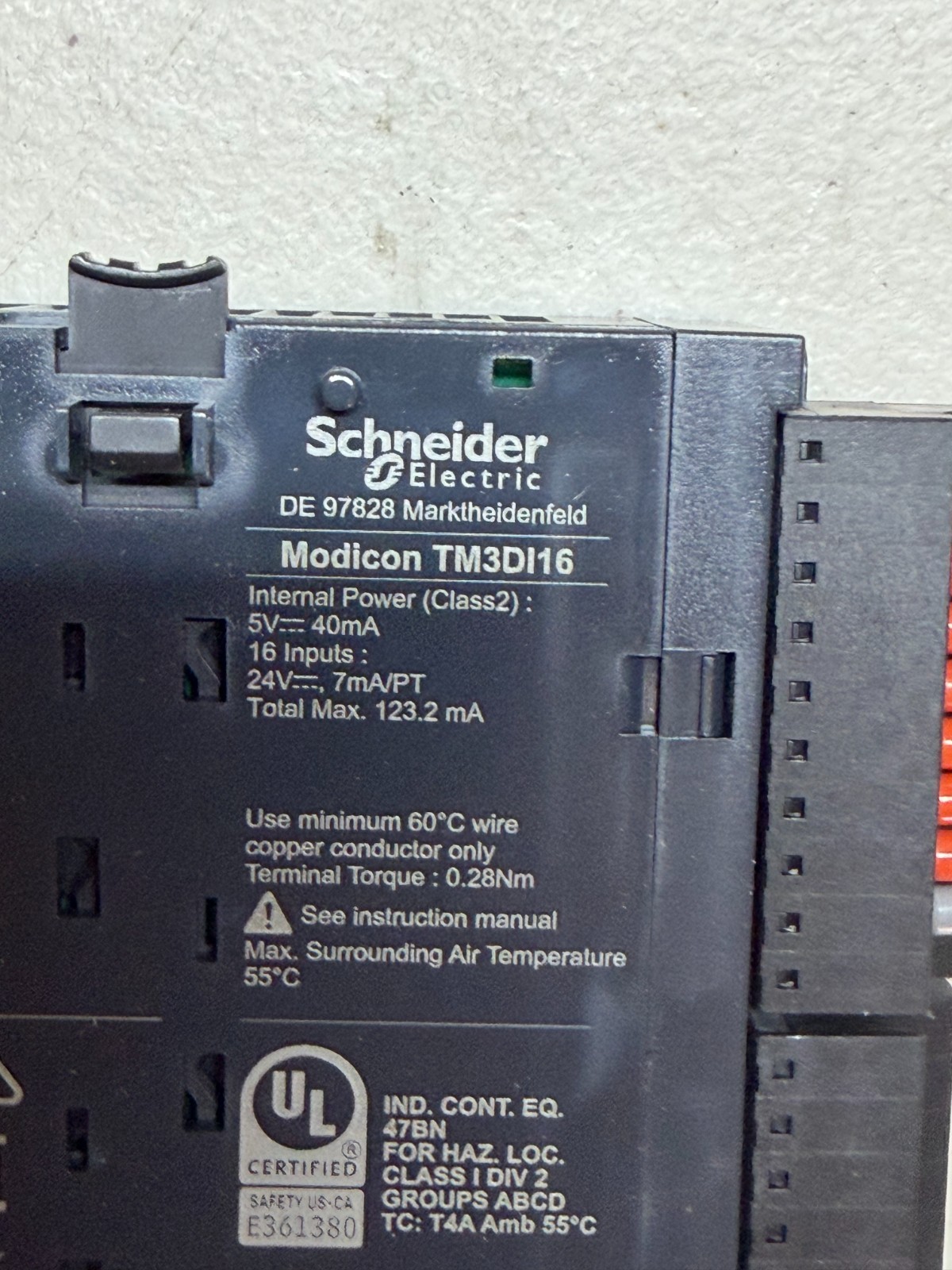 Schneider TM3DI16G Modicon TM3-16 Input Module, 24 VDC Spring Terminal