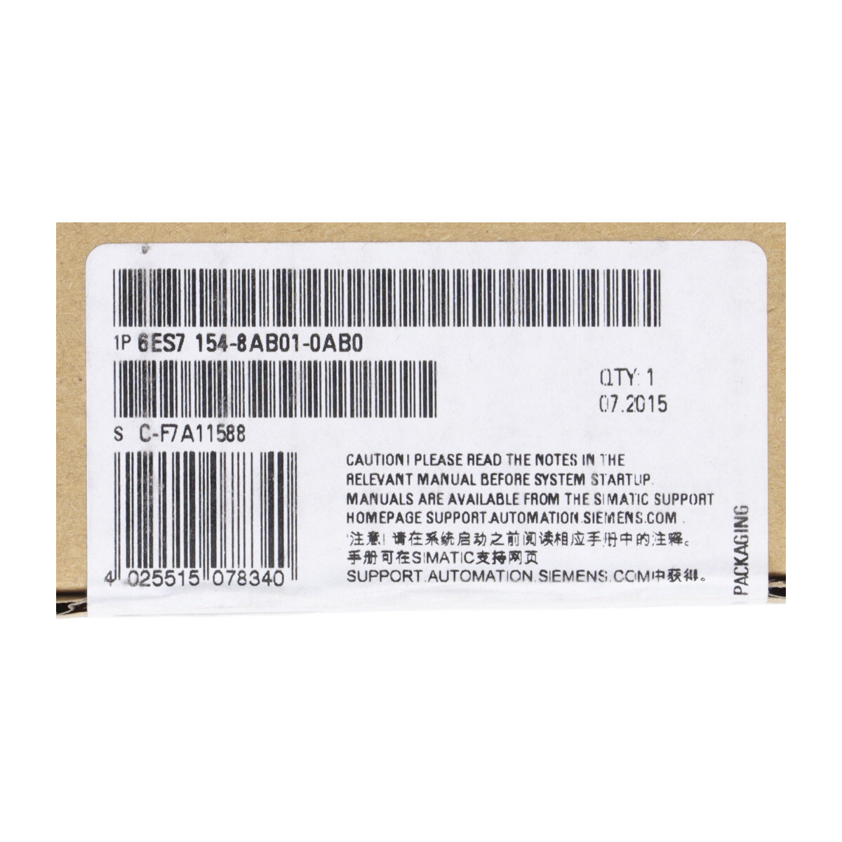 Siemens 6ES7154-8AB01-0AB0 SIMATIC DP IM154-8 PN/DP CPU New NFP Sealed