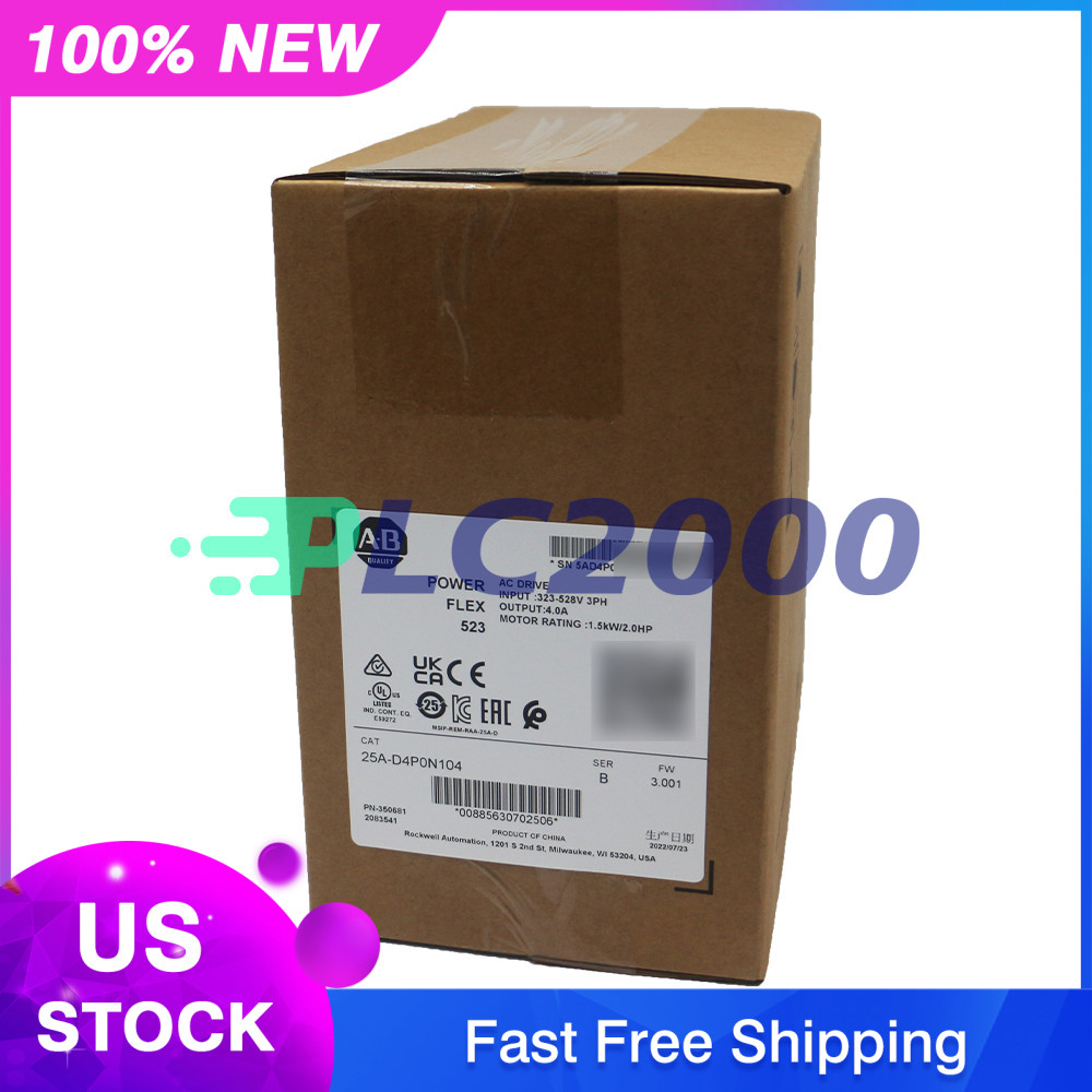 Allen Bradley Factory New Sealed 25A-D4P0N104 PowerFlex 523 1.5kW (2Hp) AC Drive