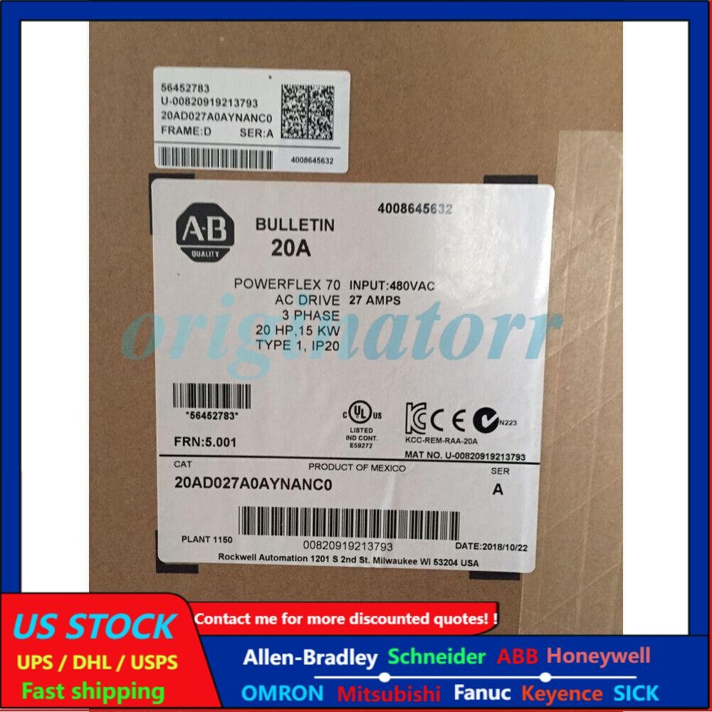 20AD027A0AYNANC0 Allen Bradley PowerFlex 70 AC Drive US Free Tax