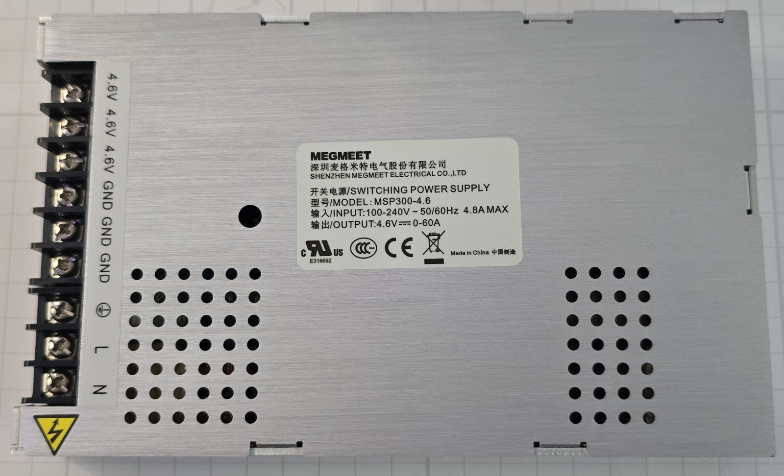 MEGMEET MSP300-4.6 LED Display Power Supply Wide Voltage Input 4.6V 60A Output
