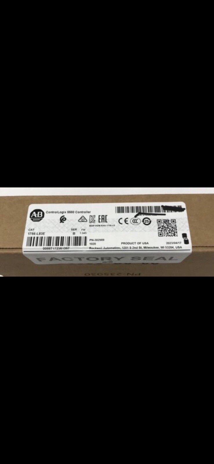 New Sealed Allen Bradley 1756-L83E Ser B 2023 – ControlLogix 5580 Controller
