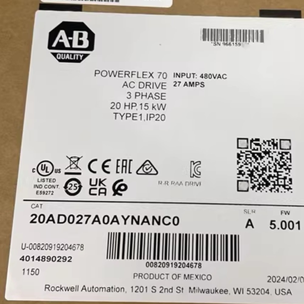 Allen Bradley PowerFlex Drive 20AD027A0AYNANC0