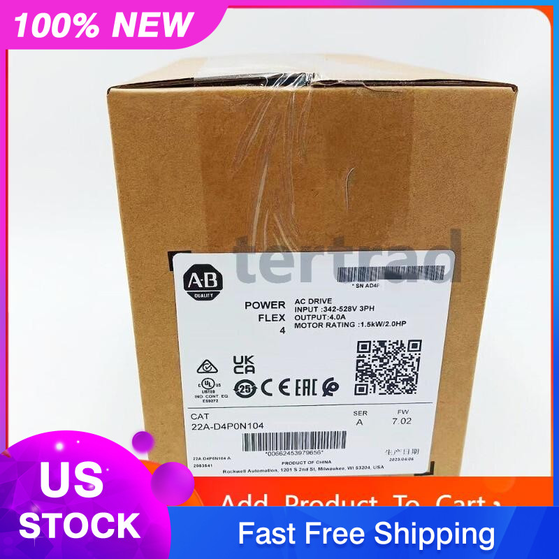 Allen-Bradley AB 22A-D4P0N104 PowerFlex 4 1.5kW 2.0HP AC Drive New Sealed
