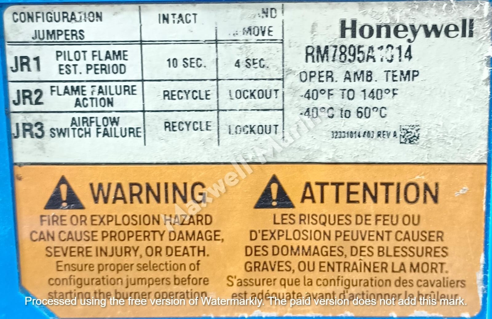 Honeywell RM7895A1014, RM7800E,G,L,M; RM7840E,G,L,M 7800 SERIES Relay Modules