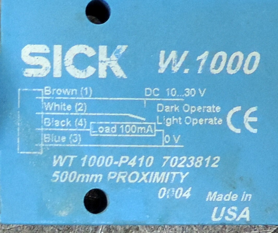Sick W.1000 Used 4 Pin Proximity Switch P410 WT1000-P410 7023812 500mm