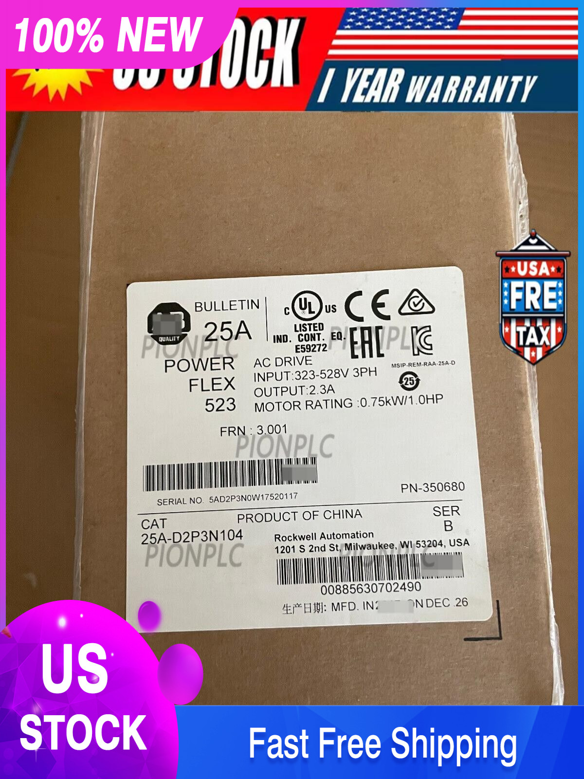 25A-D2P3N104 /B AB PowerFlex 523 AC Drive Spot Goods Fast Shipping