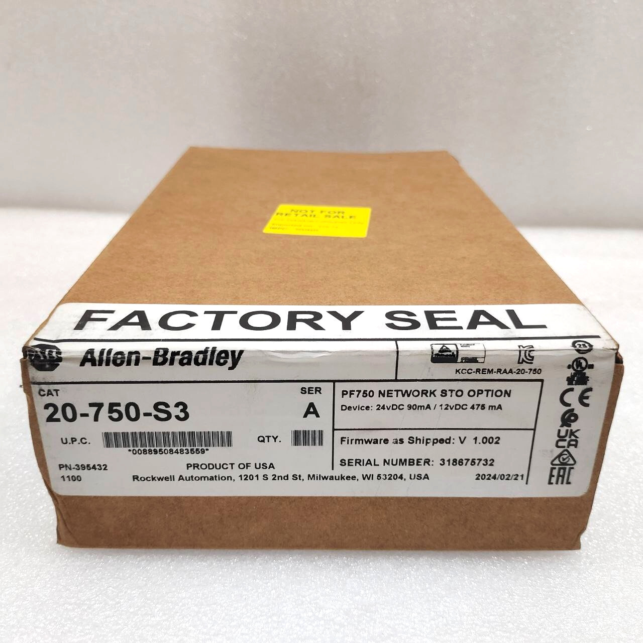 Allen Bradley 20-750-S3 Ser A Powerflex 750 Network Safe Torque Option Module