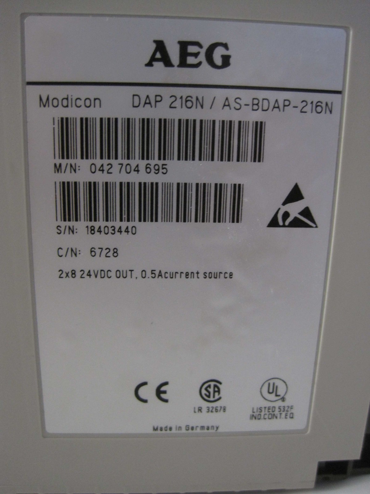 AEG Modicon SPS A120 DAP216N DAP 216N AS-BDAP216N Digitale Ausgabe Baugruppe