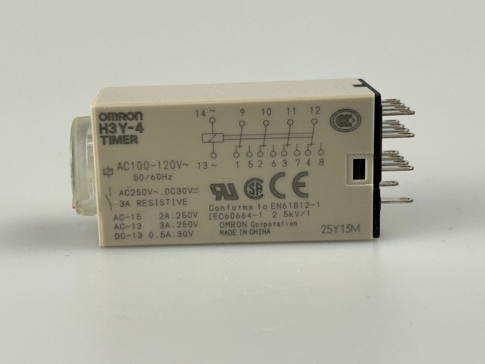 Omron H3Y-4 Time Delay Relay 0-10 Minutes 100-120VAC Coil 3A Resistive