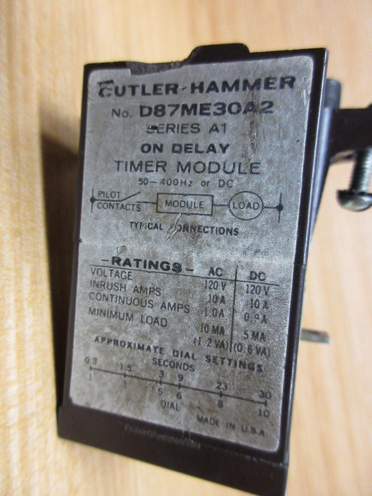Cutler Hammer D87ME30A2 On Delay Timer Module