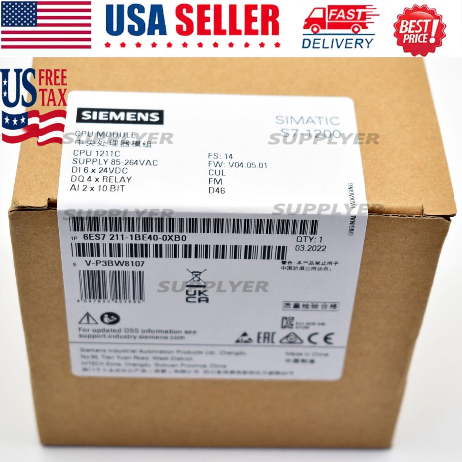 New Siemens 6ES7211-1BE40-0XB0 6ES7 211-1BE40-0XB0 SIMATIC S7-1200 CPU 1211C