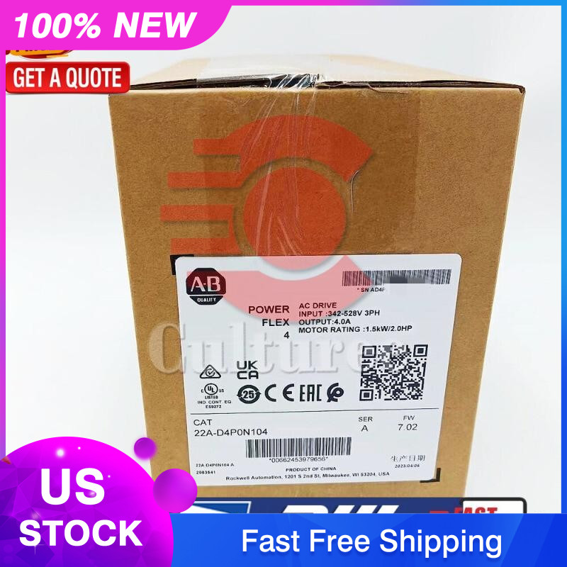 Allen-Bradley AB 22A-D4P0N104 PowerFlex 4 1.5kW 2.0HP AC Drive New Sealed