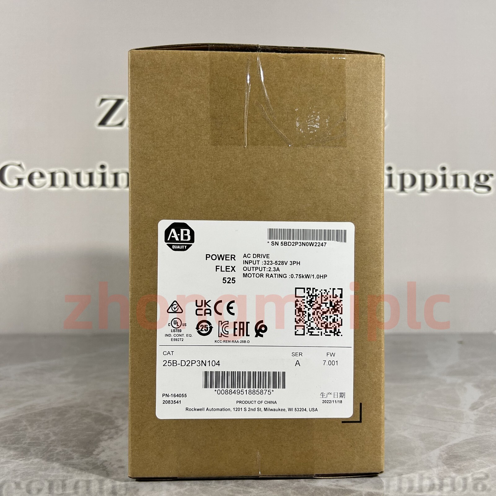 Allen Bradley 25B-D2P3N104 PowerFlex 525 0.75kW (1Hp) New Original 25BD2P3N104