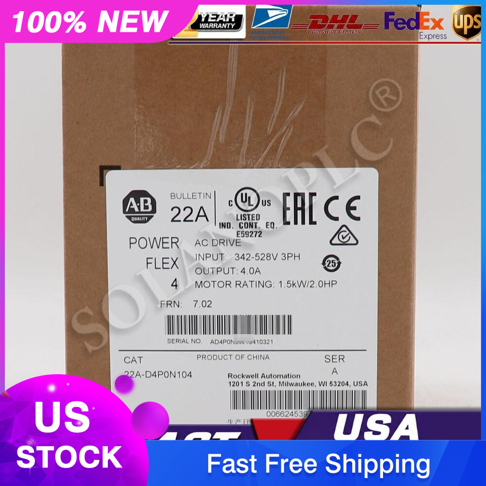 New AB 22A-D4P0N104 PowerFlex 4- 1.5 kW (2 HP) AC Drive