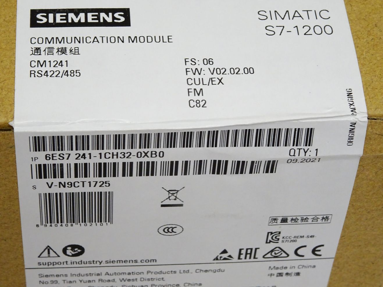 Siemens S7-1200 6ES7241-1CH32-0XB0/6ES7 241-1CH32-0XB0 / New Boxed Sealed