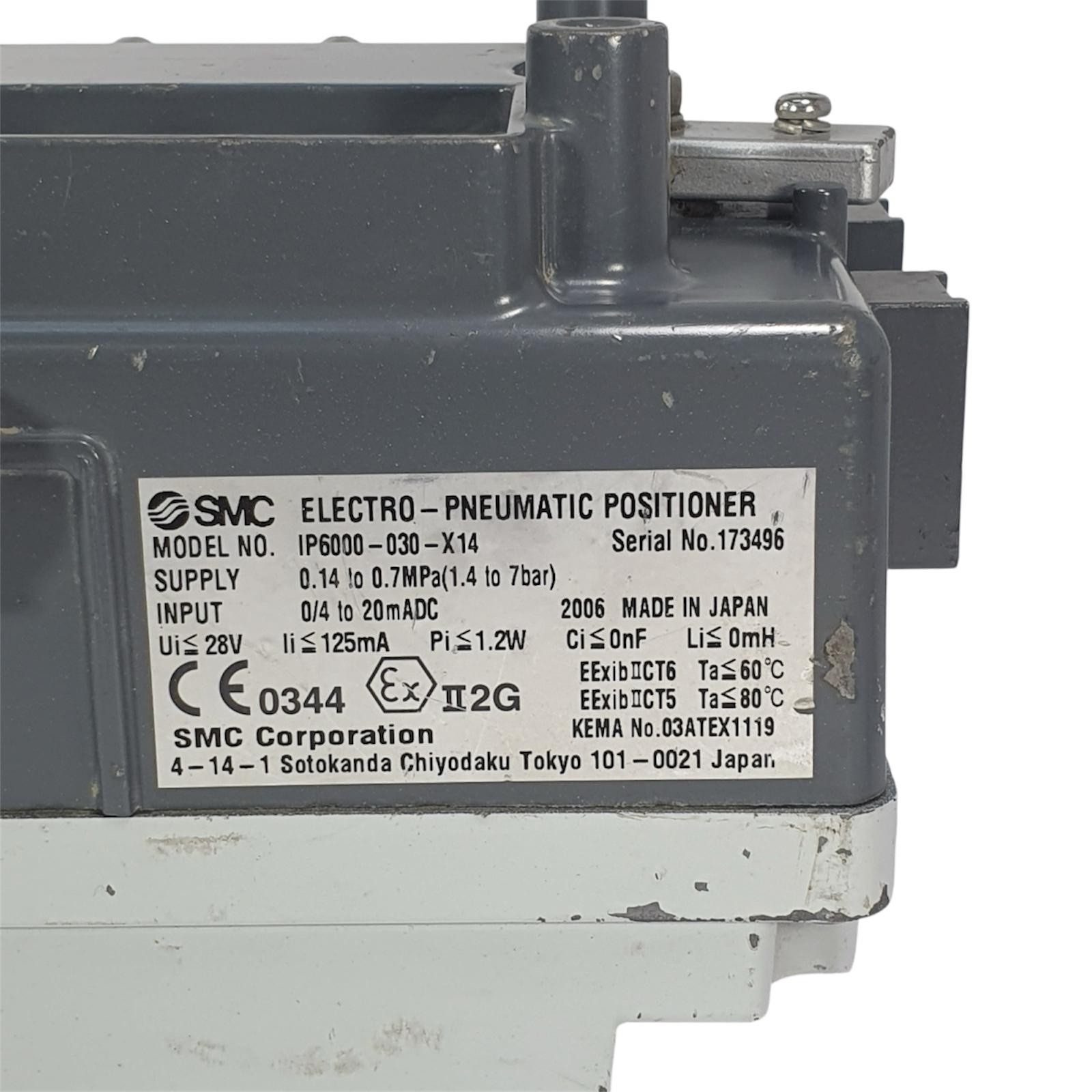 SMC IP6000 ELECTRO PNEUMATIC POSITIONER IP6000-030-X14