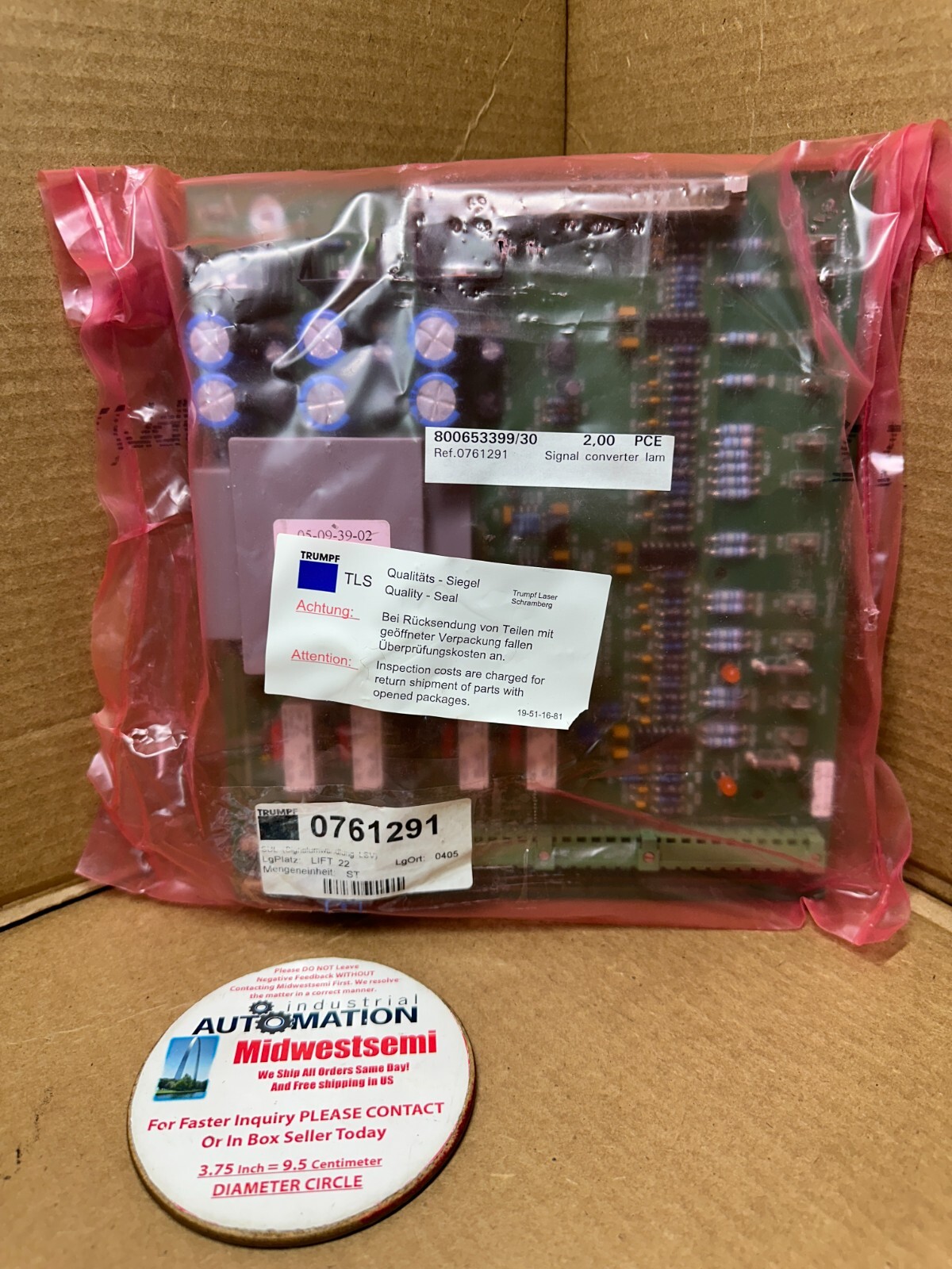NEW TRUMPF LASER 18-13-10-01_V04 SIGNAL CONVERTER ID: M23218 SHIPS SAME BUS DAY