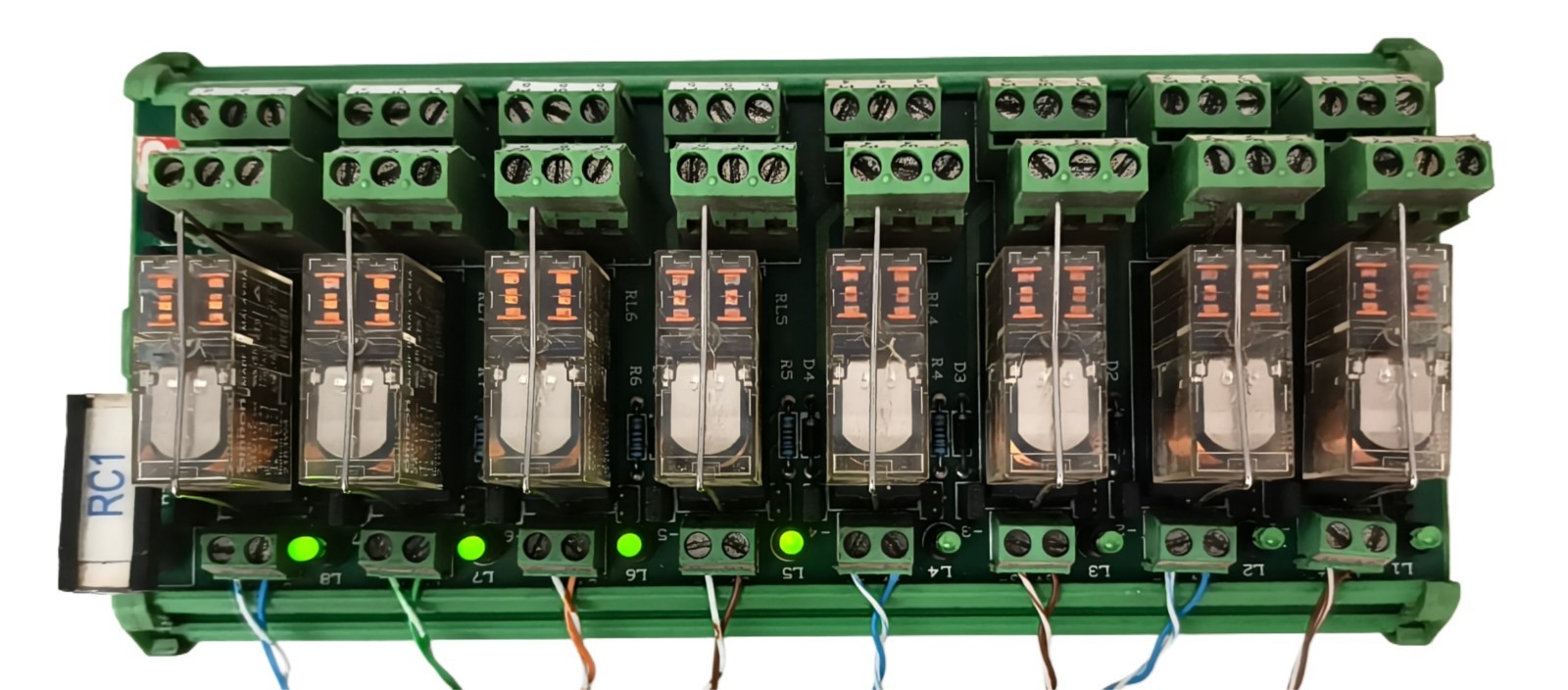 PHOENIX CONTACT MAKE 8 CHANNEL 24V 2 CHANGEOVER DIN RAIL MOUNTABLE RELAY BOARD