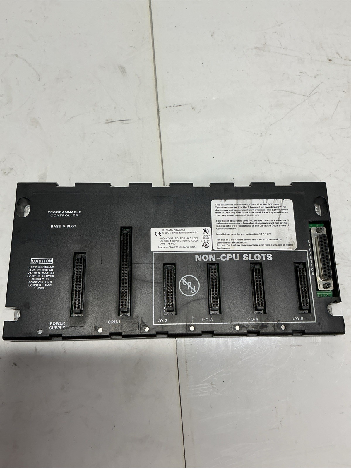 General Electric GE Fanuc Model IC693CHS397J PLC Base 5 Slot. X-675