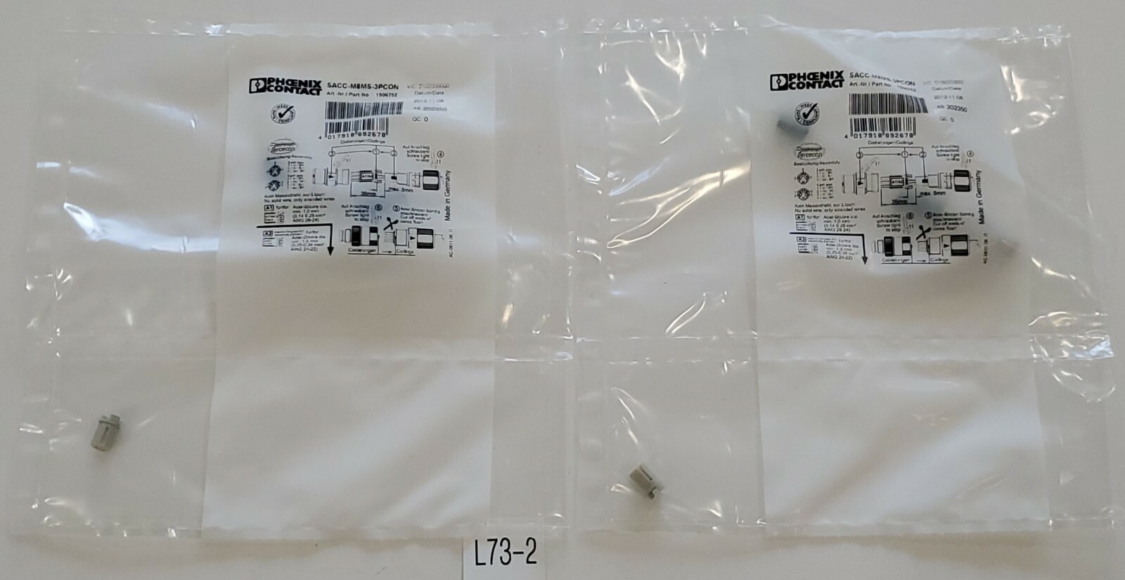 *NEW* LOT OF 2 Phoenix Contact SACC-M8MS-3PCON Circular Connector M8 + Warranty!