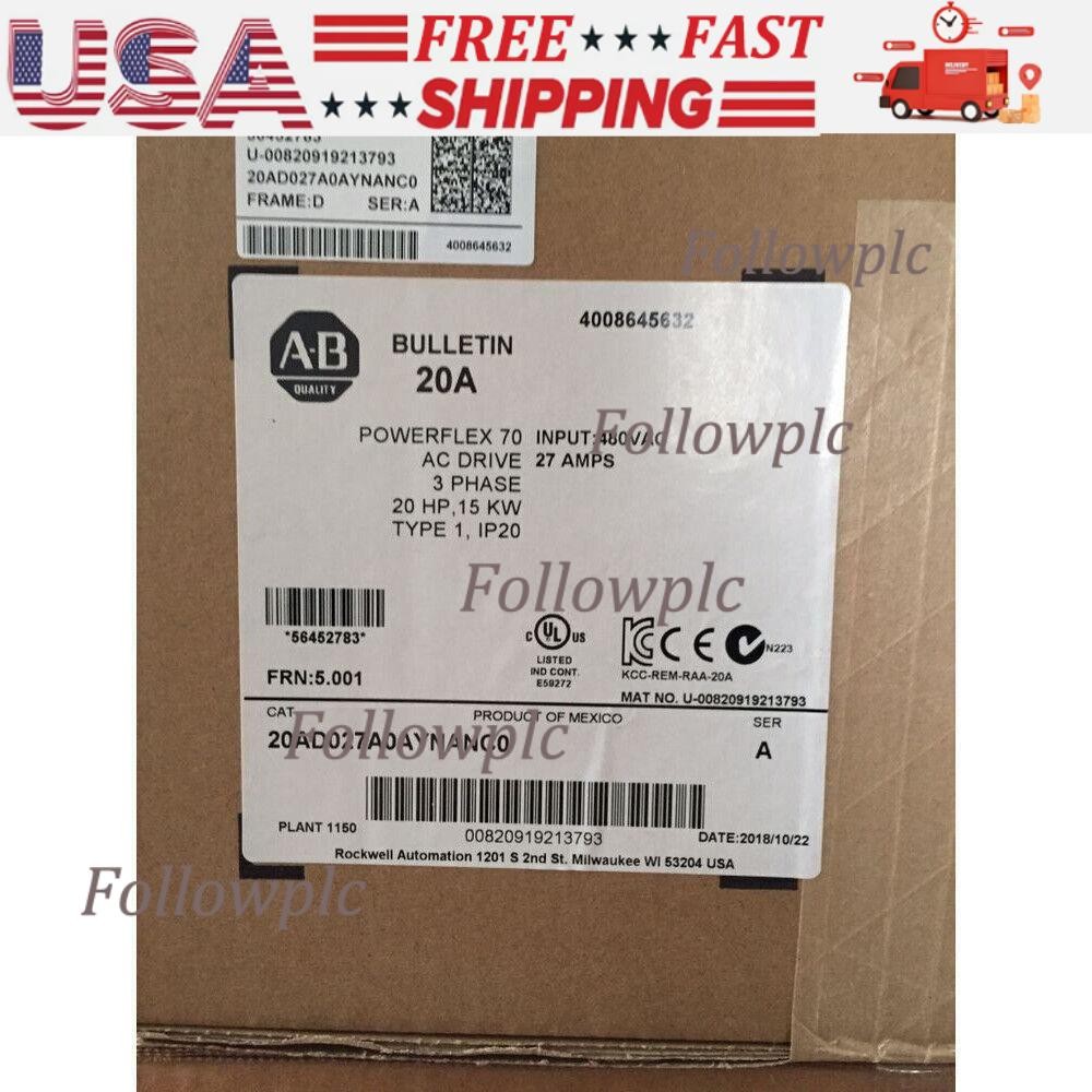 20AD027A0AYNANC0 Allen Bradley PowerFlex 70 AC Drive US Free Tax
