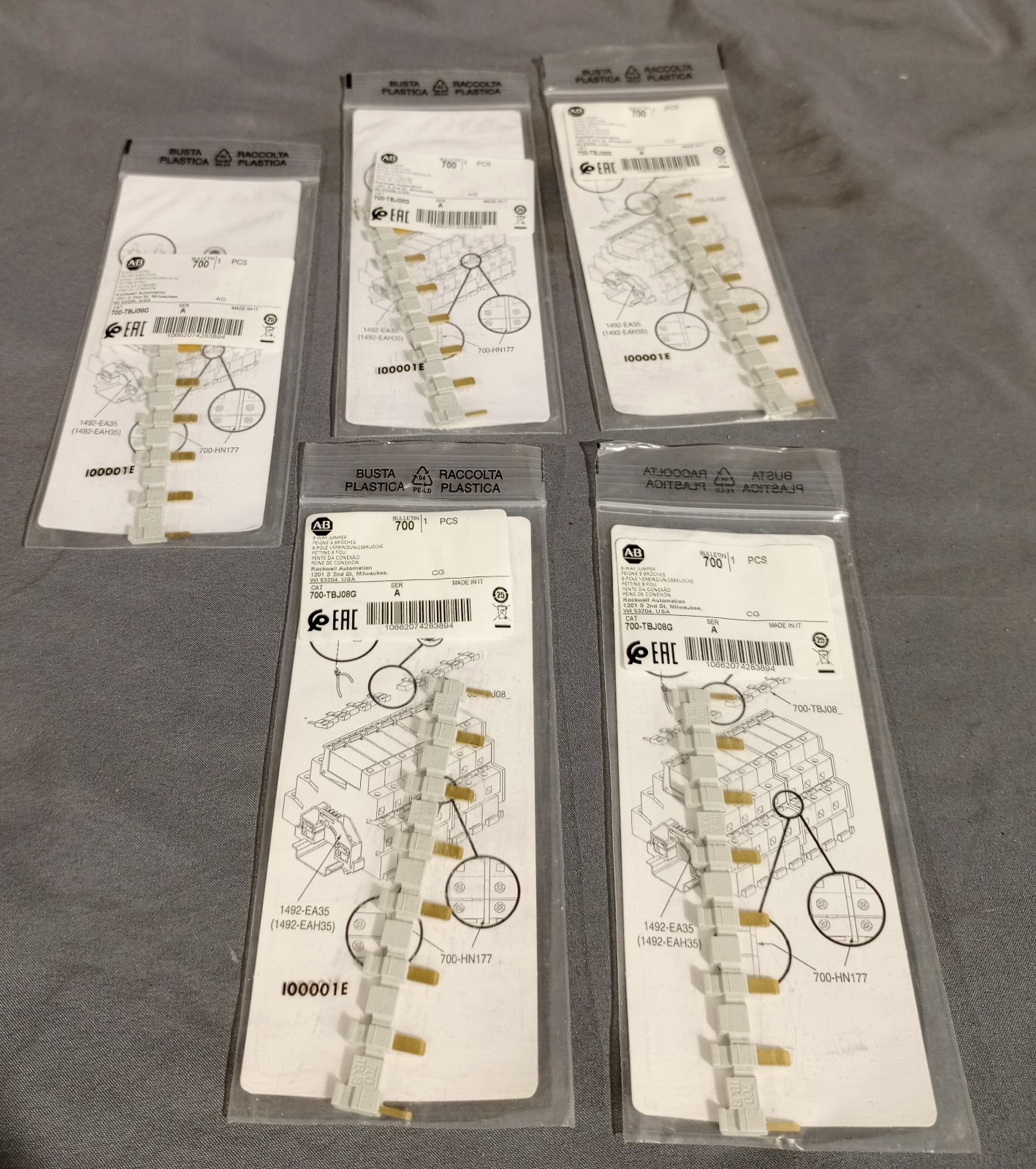 Lot Of 5 Allen Bradley 700-TBJ08G Ser A