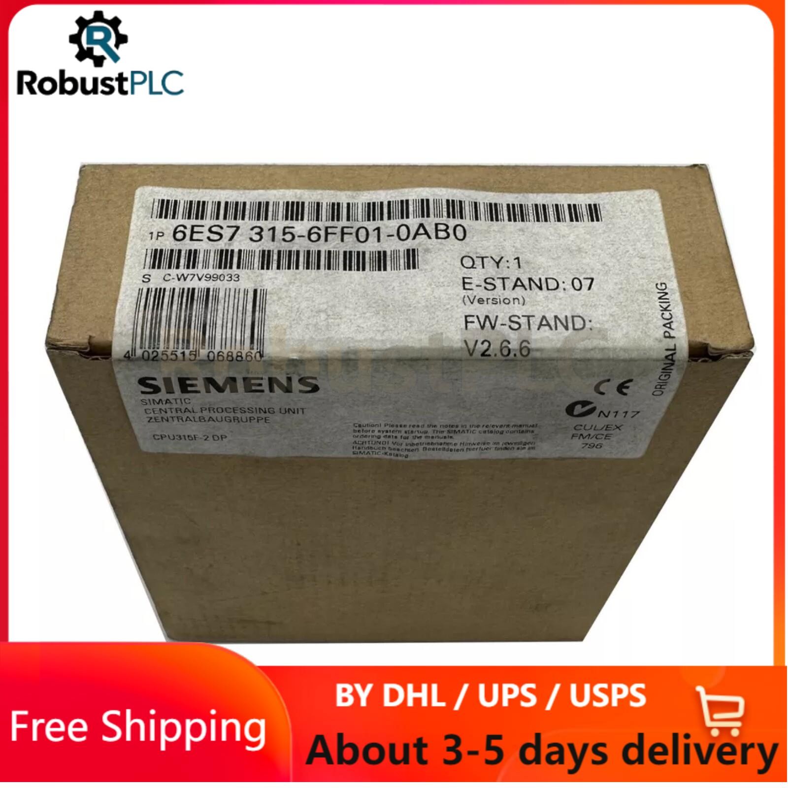 New Siemens SIMATIC S7-300, CENTRAL UNIT 6ES7315-6FF01-0AB0 6ES73156FF010AB0
