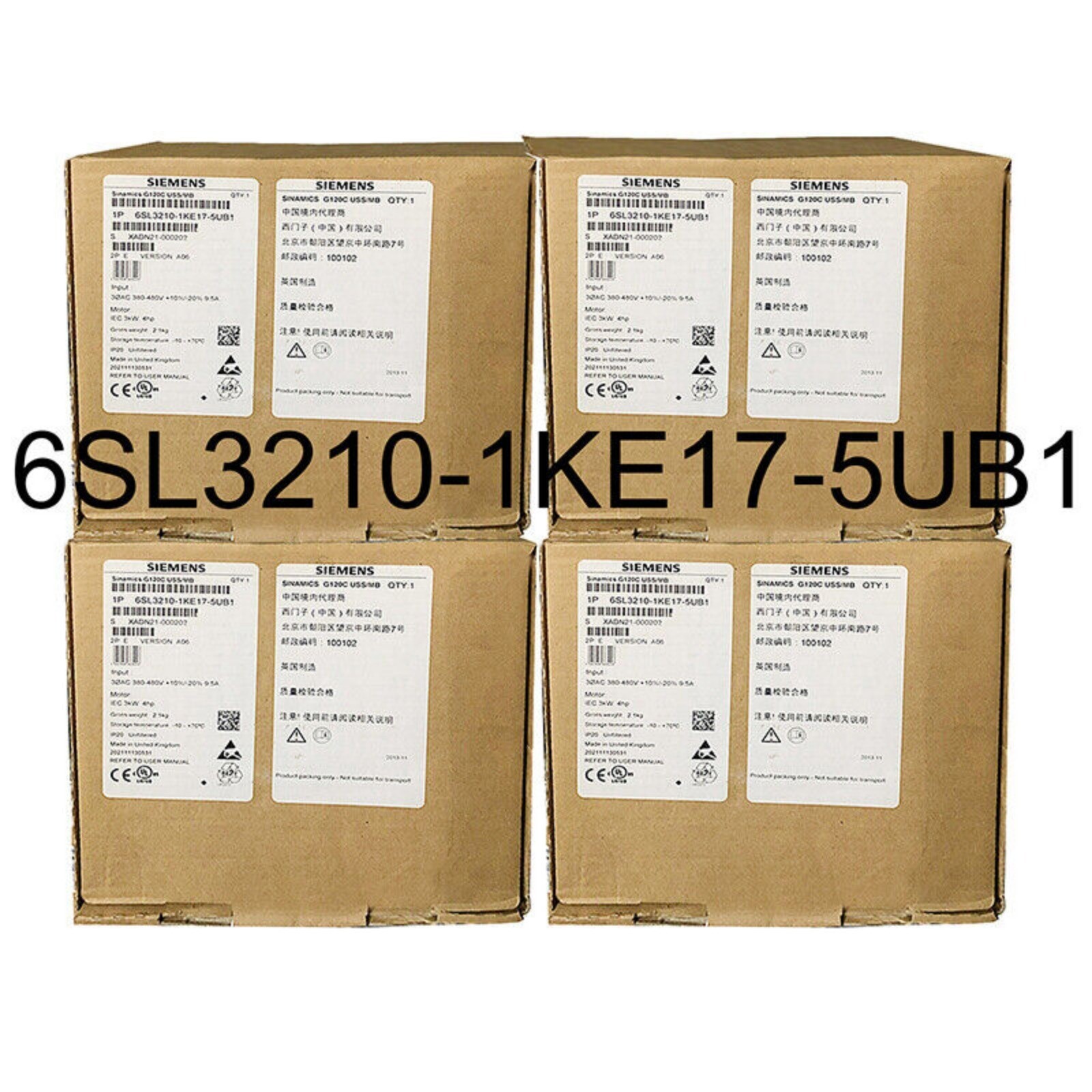 New Siemens 6SL3210-1KE17-5UB1 G120C RATED POWER 3,0KW 6SL3 210-1KE17-5UB1