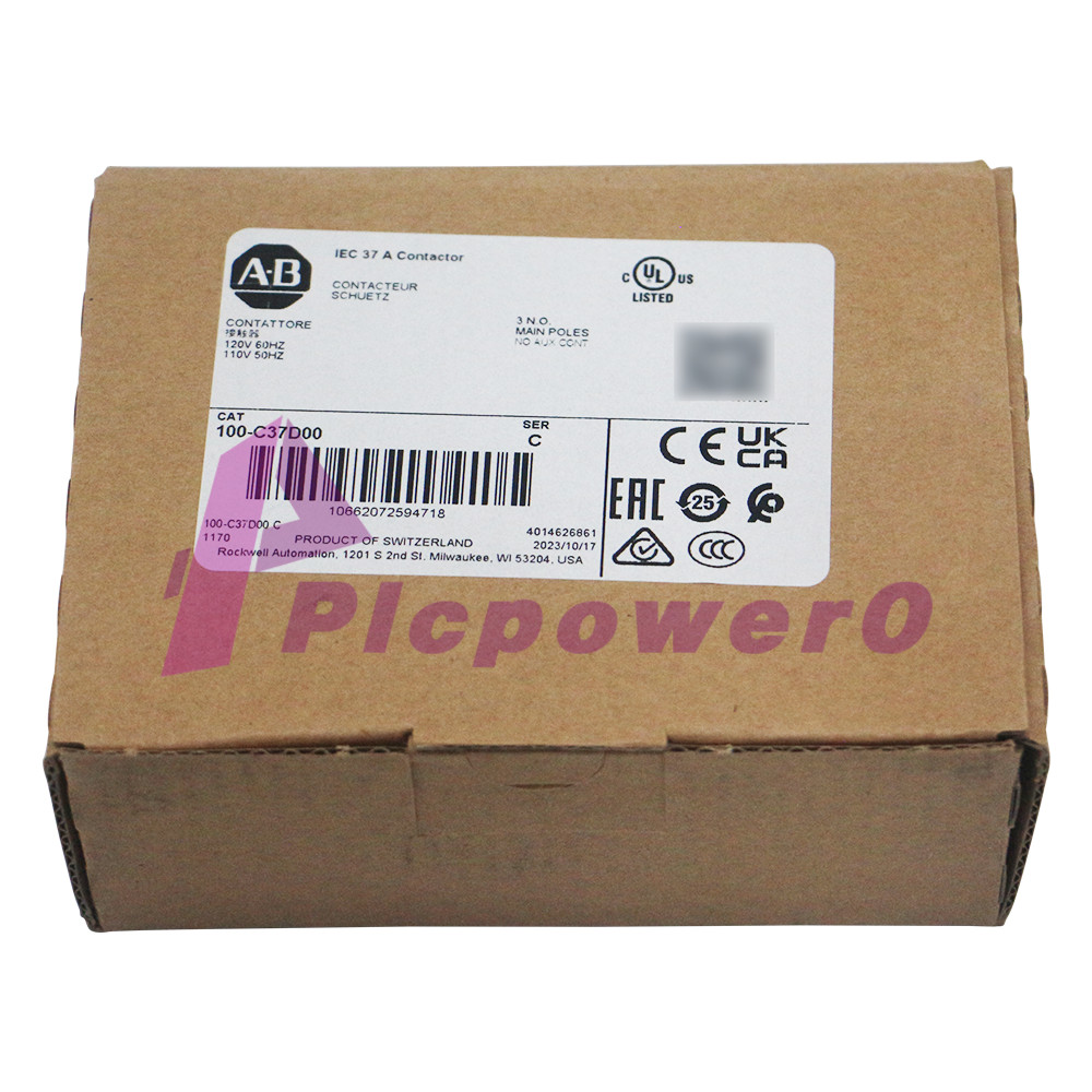 New AB 100-C37D00 Contactor 3 N.O MAIN POLES 1 N.O AUX CONT 120V 60HZ/110V 50HZ