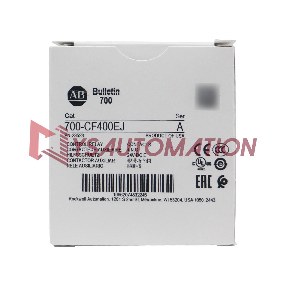 Allen Bradley 700-CF400EJ MCS-CF Industrial Control Relay 24V DC (w/Elec. Coil)
