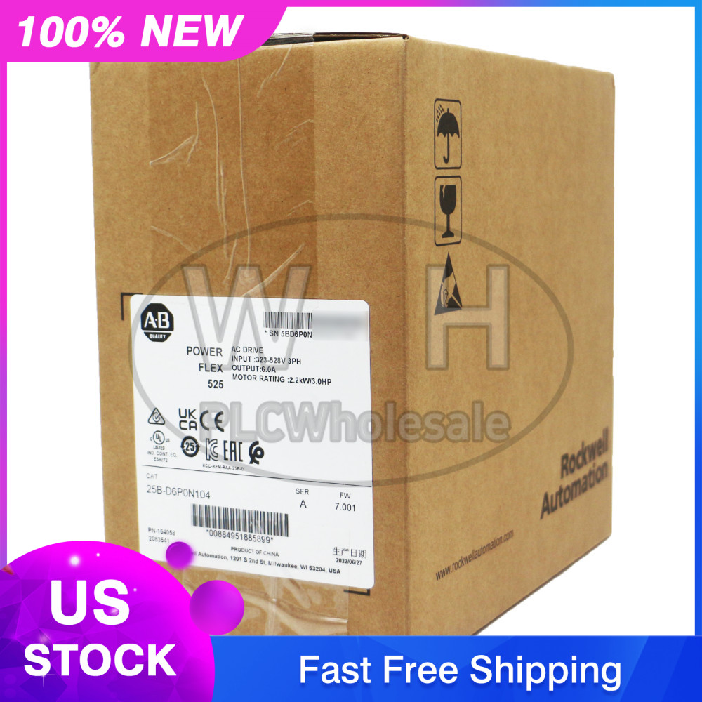 Allen Bradley 25B-D6P0N104 PowerFlex 525 2.2kW (3Hp) AC Drive Factory Sealed