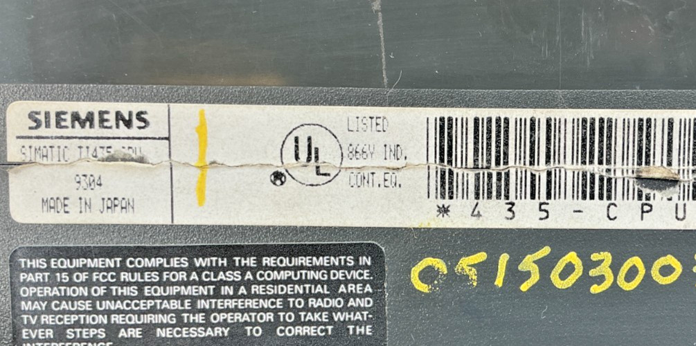 Siemens TI435-CPU Central Processing Unit CPU/Power 110/220VAC w/ Key 435-CPU