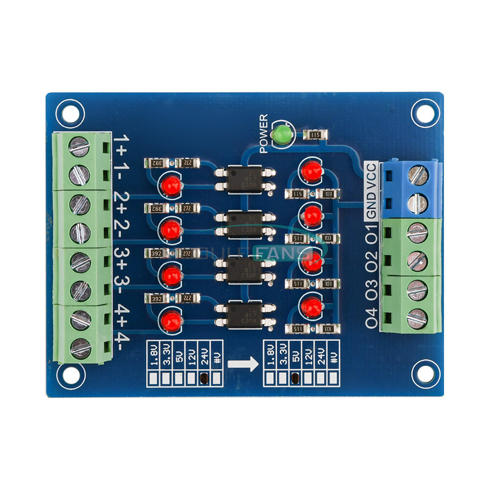 24V to 5V 4-Channel PLC Signal Converter Level Voltage Board 4-Bit Optocoupler
