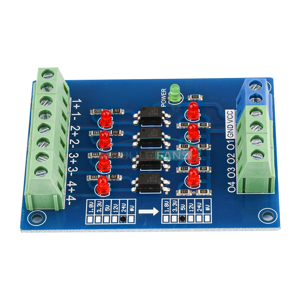 24V to 5V 4-Channel PLC Signal Converter Level Voltage Board 4-Bit Optocoupler
