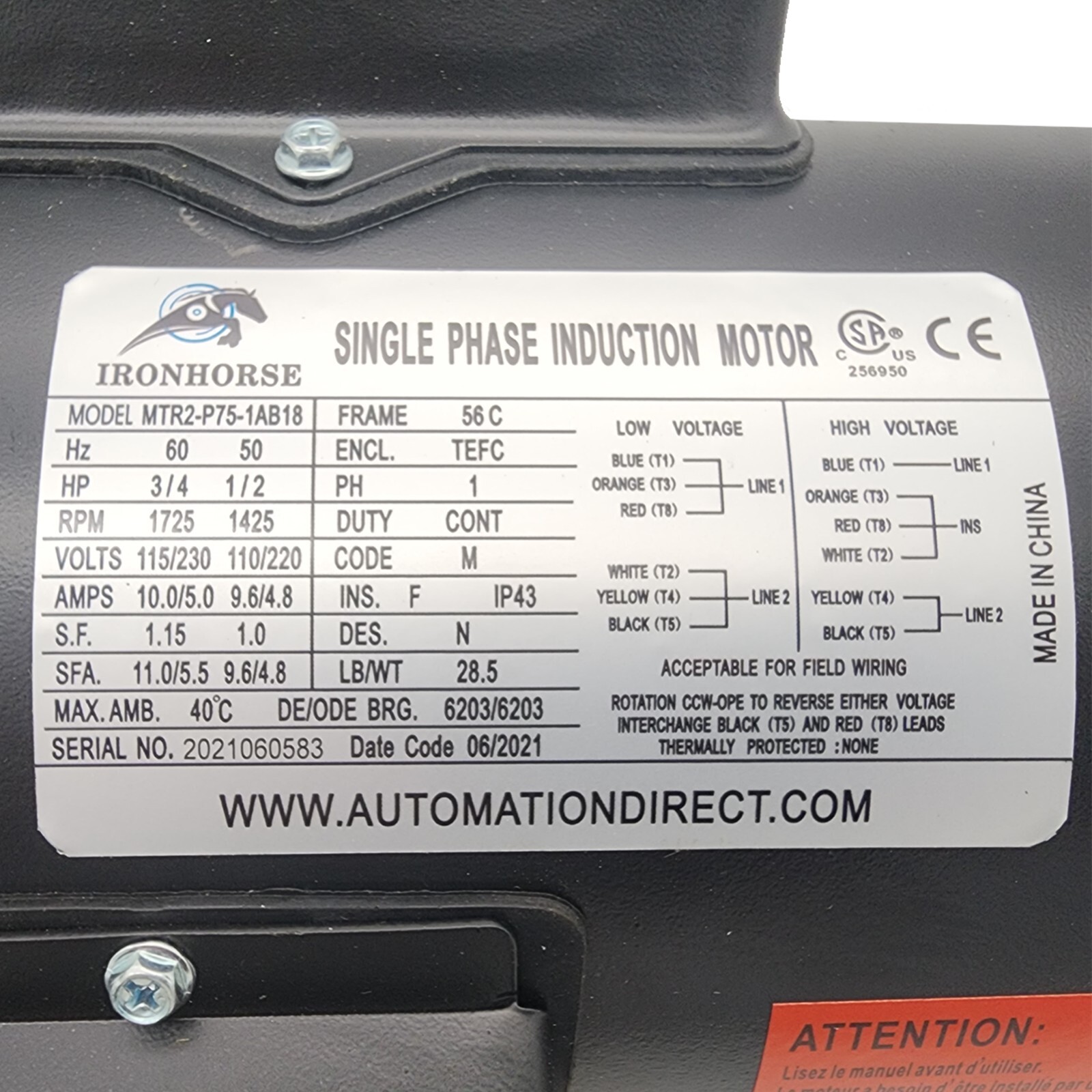 AUTOMATION DIRECT MTR2-P75-1AB18 / MTR2P751AB18 (BRAND NEW)