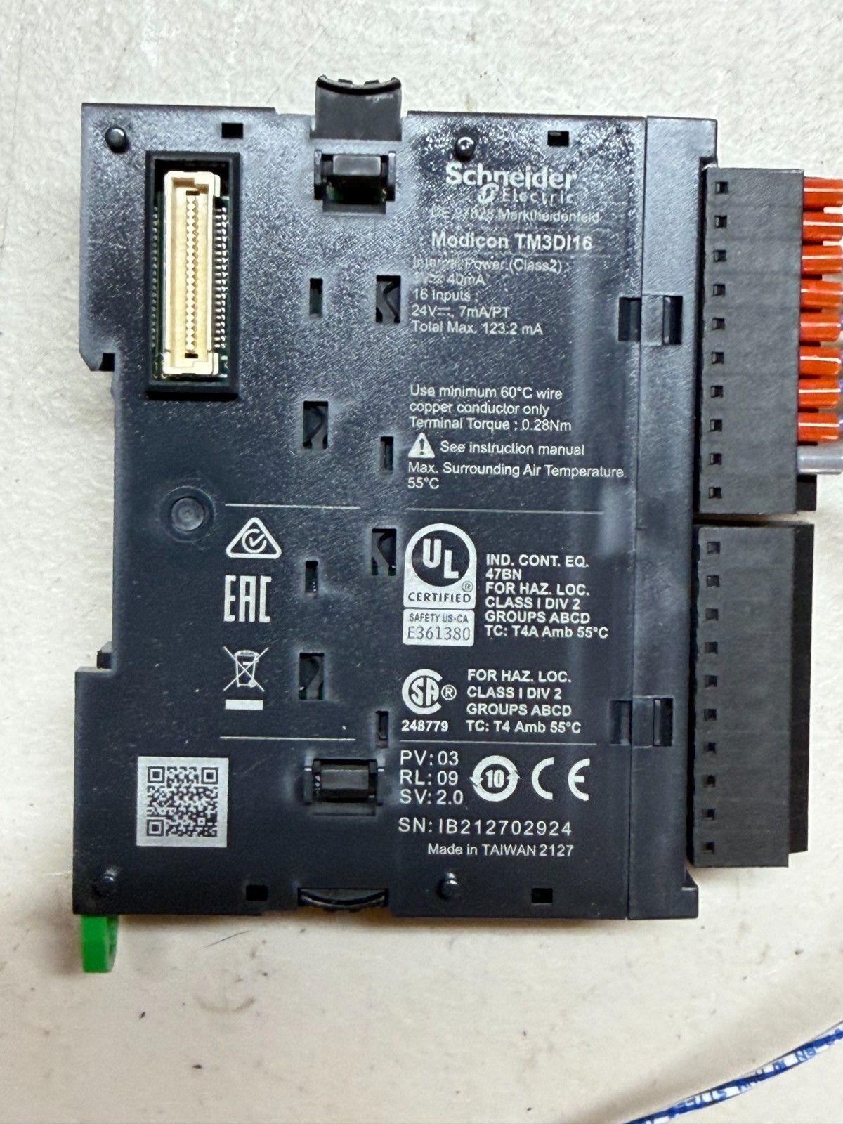 Schneider TM3DI16G Modicon TM3-16 Input Module, 24 VDC Spring Terminal