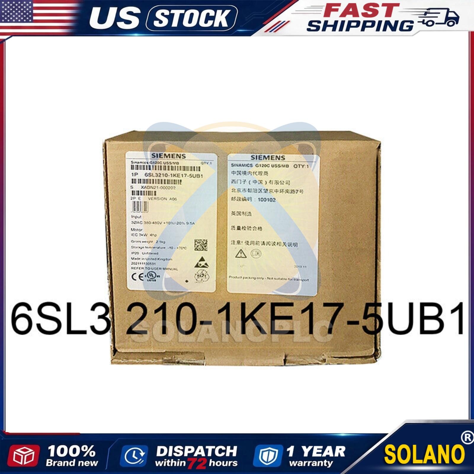New Siemens G120C RATED POWER 3,0KW 6SL3210-1KE17-5UB1 6SL3 210-1KE17-5UB1