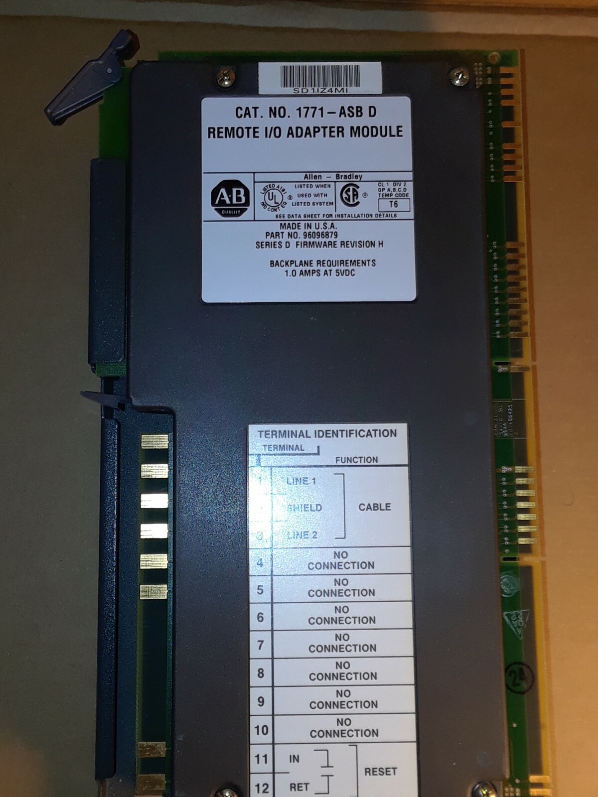 CAT. NO. 1771-ASB D REMOTE I/O ADAPTER MODULE