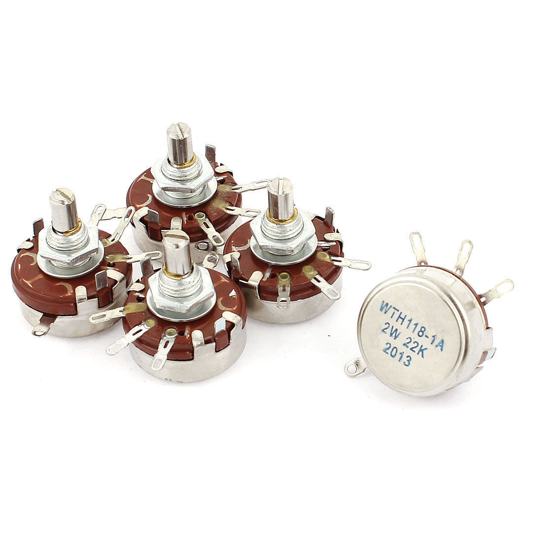 5Pcs WTH118-1A 2W 22K Ohm Rotary Taper Carbon Potentiometer✦Kd