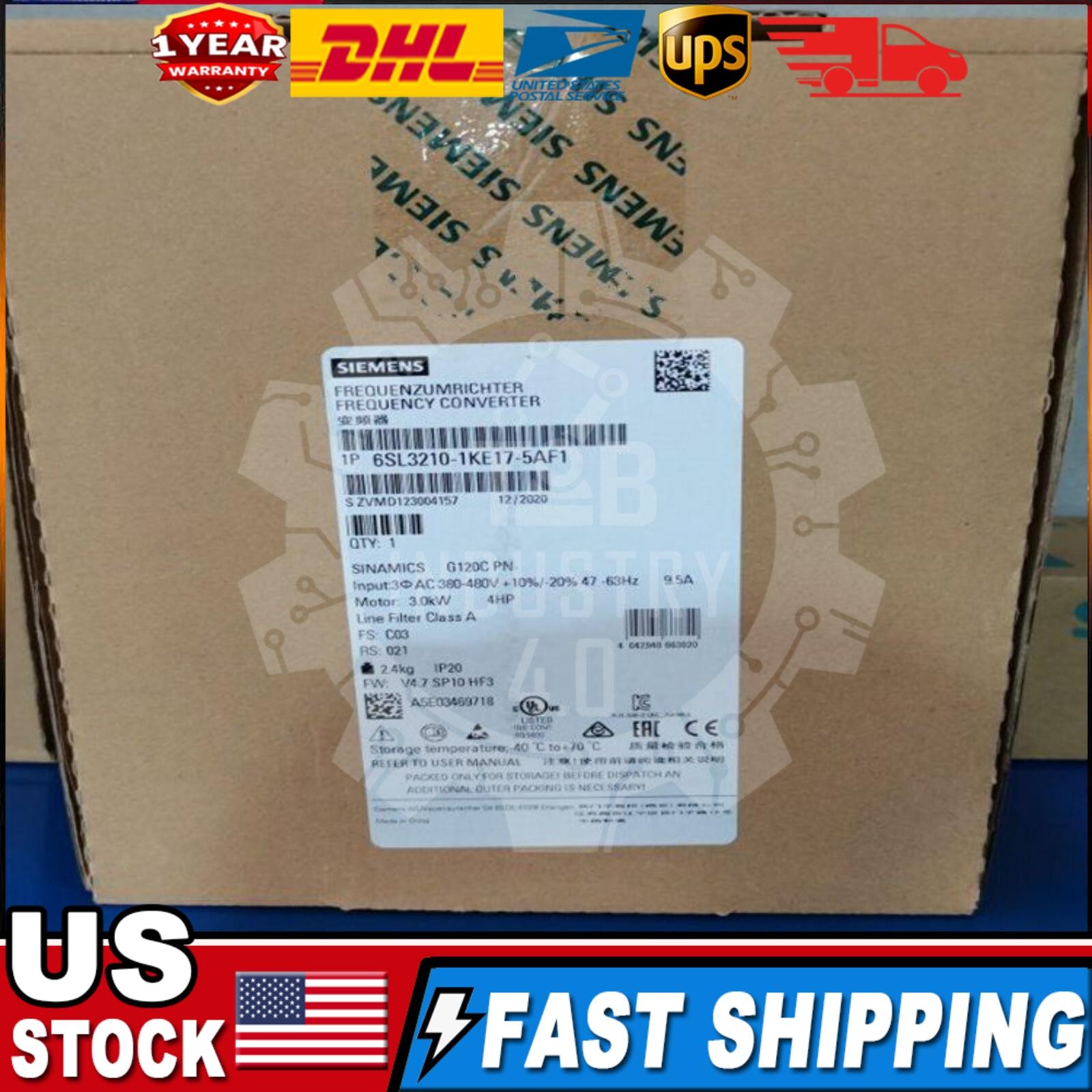 New Siemens 6SL3210-1KE17-5AF1 G120C RATED POWER 3,0KW 6SL3 210-1KE17-5AF1