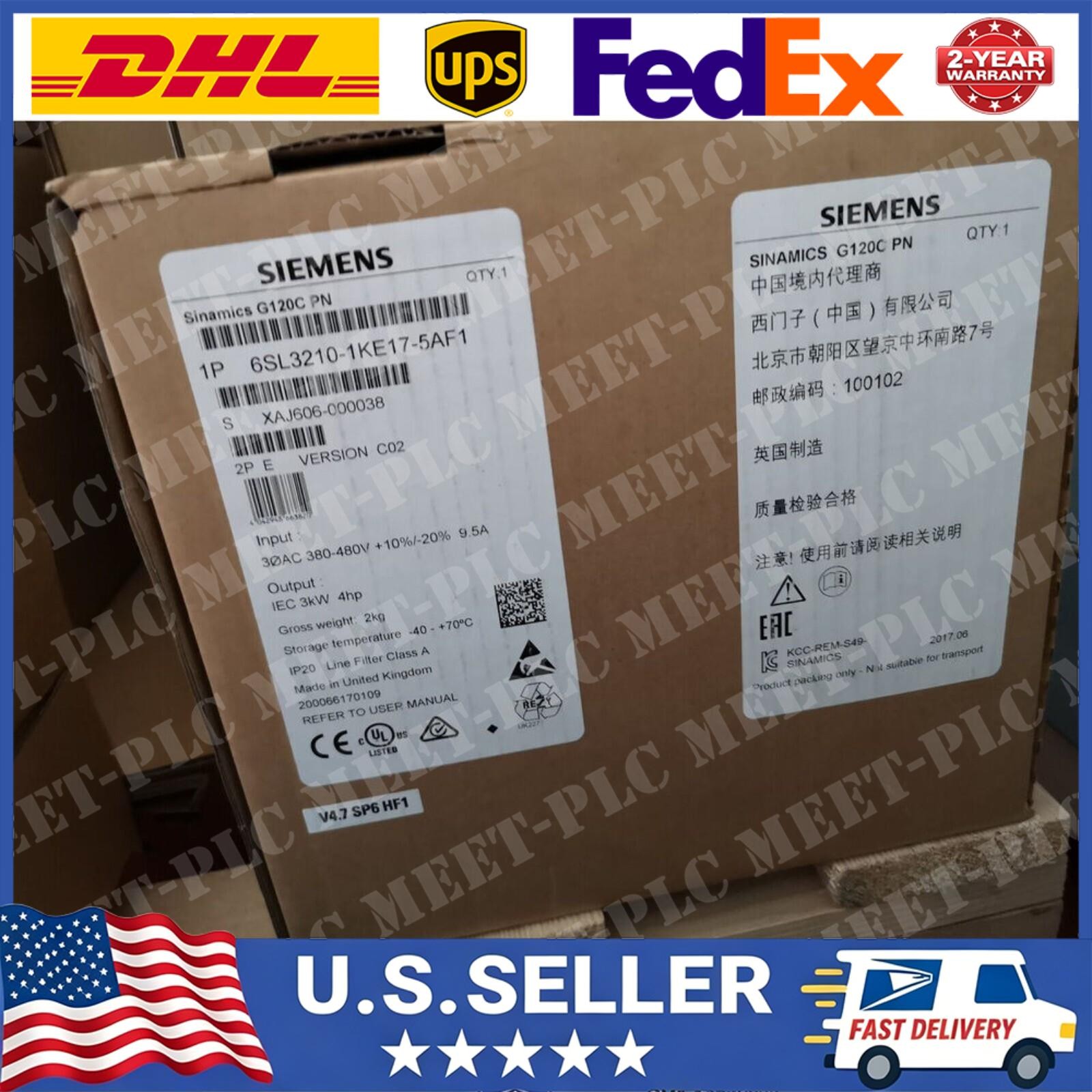 New Siemens 6SL3210-1KE17-5AF1 6SL32101KE175AF1 G120C RATED POWER 3,0KW