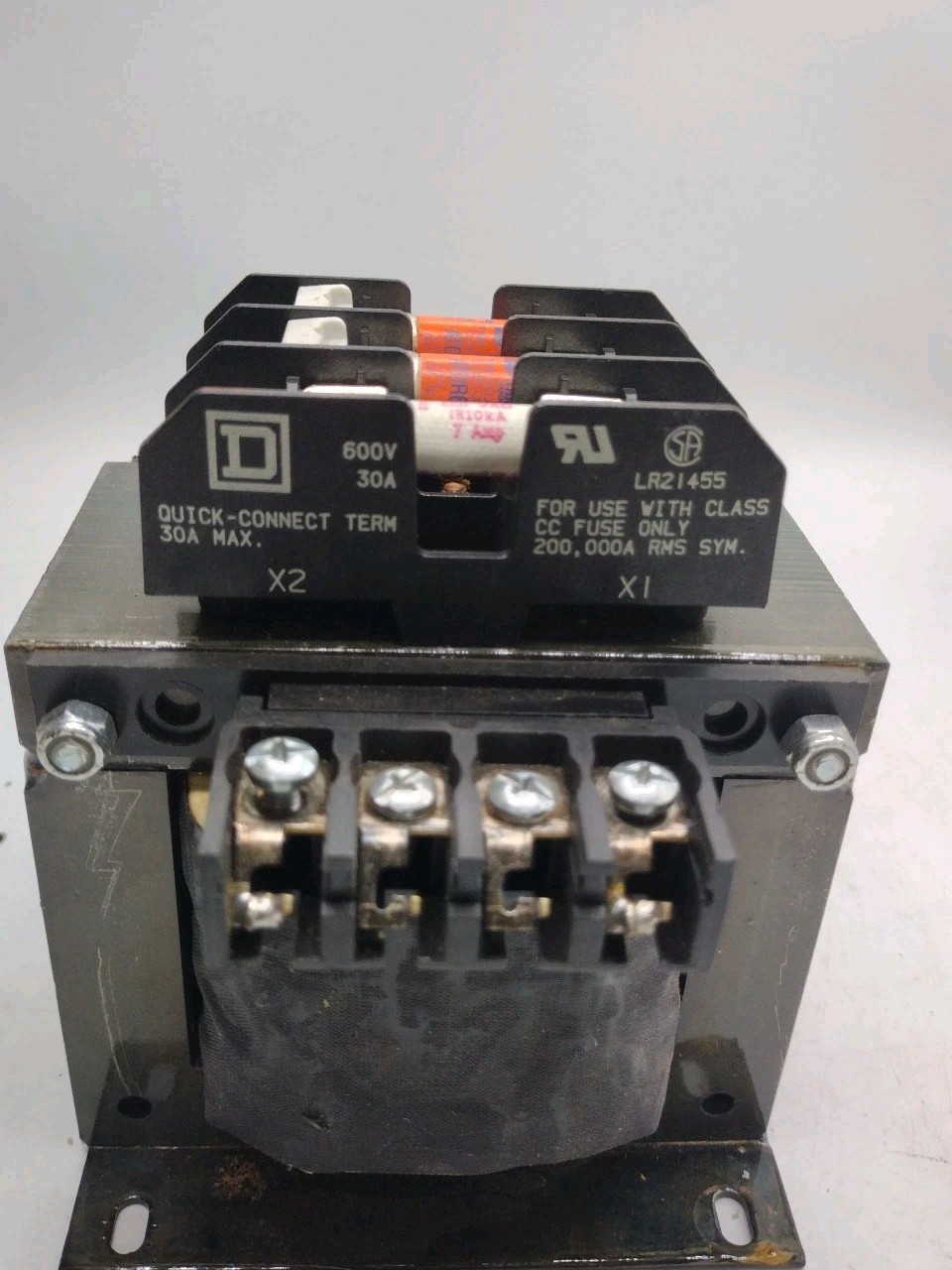 Square D 9070TF250D1 Transformer 0.25kVA with LR21455 Fuse Holder 600V 30A