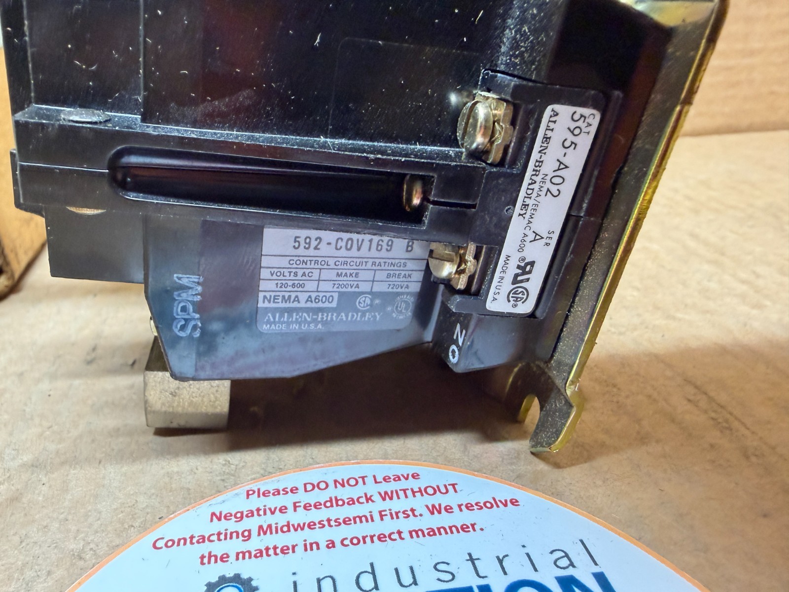 NEW AB 592-COV169 SER B 68AMP MANUAL RESET OPEN TYPE POLE 3 N.O-N.C ID: 341220